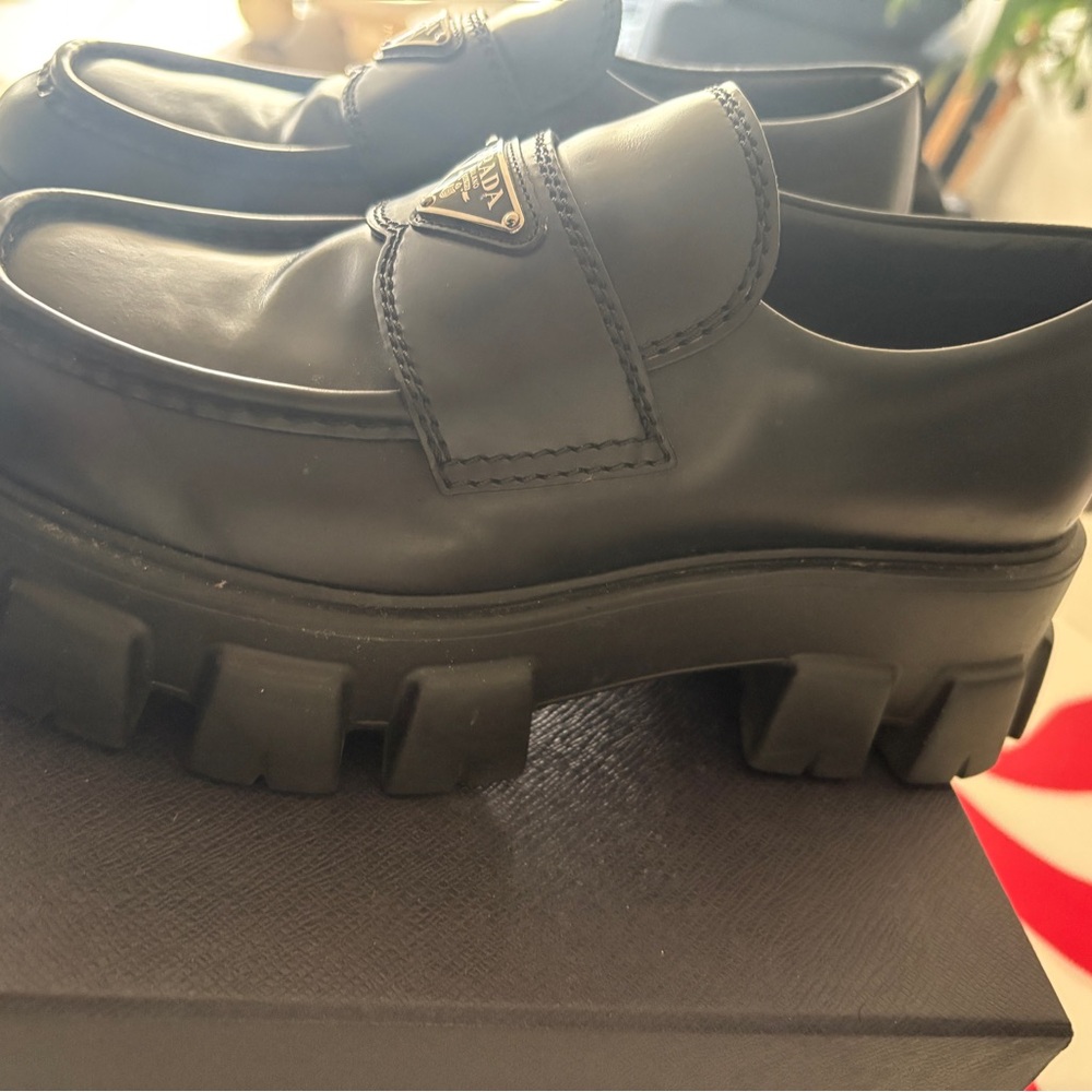 Prada Black Chunky Loafers - Picture 3 of 7